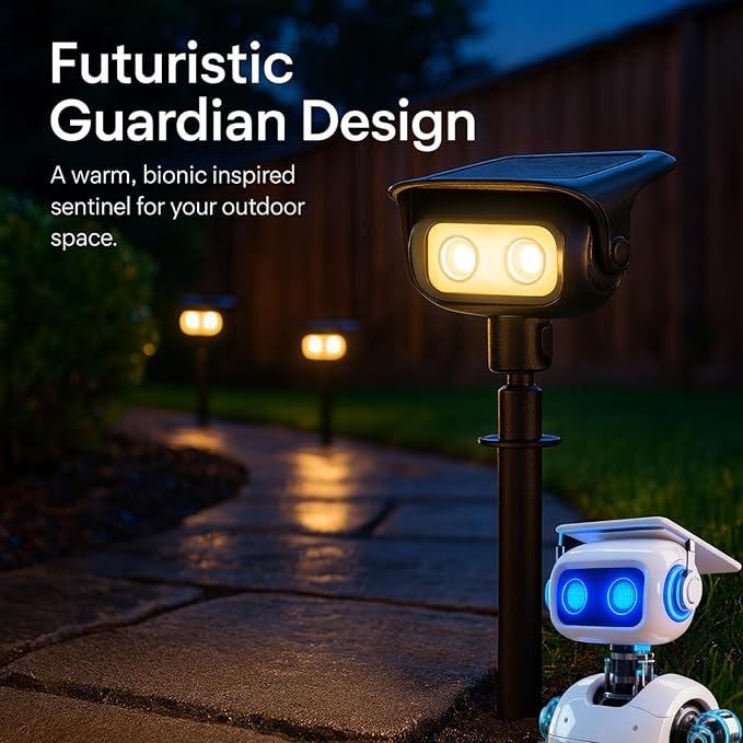 Solar Spotlight Outdoor, Warm White Stake Landscape Light with Dual Brightness, Fast-Charge HPBC Solar Panel, LiFePO4 Battery, IP67 Waterproof 2-in-1 Yard, Garden, Pathway Light