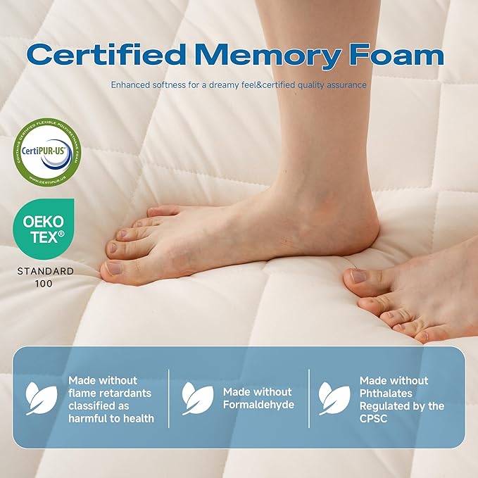 Aircliff Japanese Floor Futon Mattress, Roll Up Tatami Mat, Sleeping Pad, Shikibuton, CertiPUR-US Certified Foam Floor Bed Mattress for Sleeping, Dormitory, Guest Bed, Designed in Japan(White, Full)