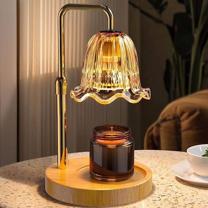 WarmEmbrace Candle Warmer Lamp with Timer Dimmer, Electric Candles Warmer Lamps for New Home Room Decor, Birthday Gifts, Height-Adjustable Wax Melting Warmer Lamp for Jar Scented Candles, Gold