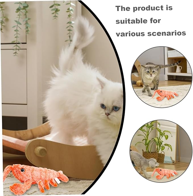 Floppy Lobster Dog Toys, Plush Jumpinp Lobster Cat Interactive Toys, USB Charging Pet Interactive Toys, Soft & Washable Cute Pet Toys, Flopping Lobster Toy for Cats & Small Dogs