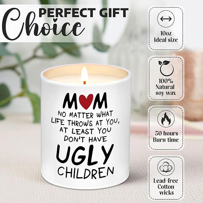 Gifts for Mom from Daughter, Son - Christmas Gifts for Mom, Wife, Women - Moms Birthday Gift Ideas, Cool Birthday Gift for Moms - Funny Christmas Candle, mom Soy Wax Candle