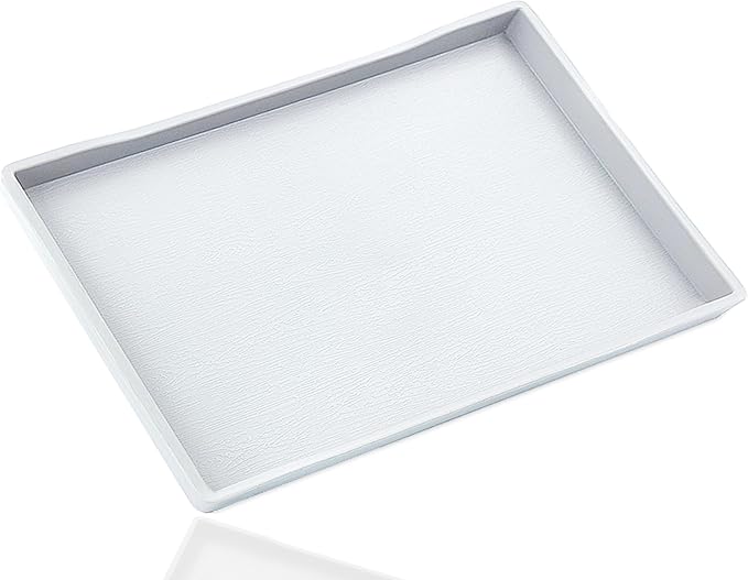 White Serving Tray (13.5 x 9.6 inch) for Serving Accessory, Elegant & Stackable Plastic Tray for Spa, Coffee, Drinks, Tea, Bar, Party, Seasoning, Perfume and Display Use.