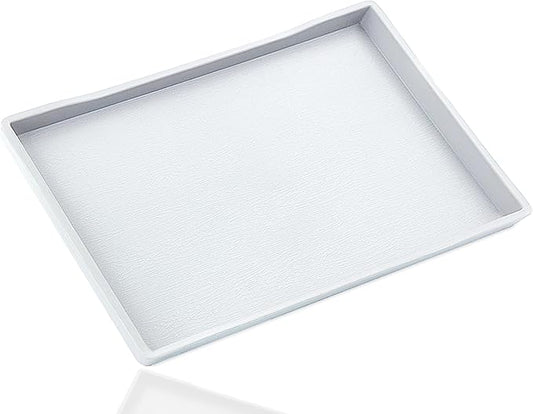 White Serving Tray (13.5 x 9.6 inch) for Serving Accessory, Elegant & Stackable Plastic Tray for Spa, Coffee, Drinks, Tea, Bar, Party, Seasoning, Perfume and Display Use.