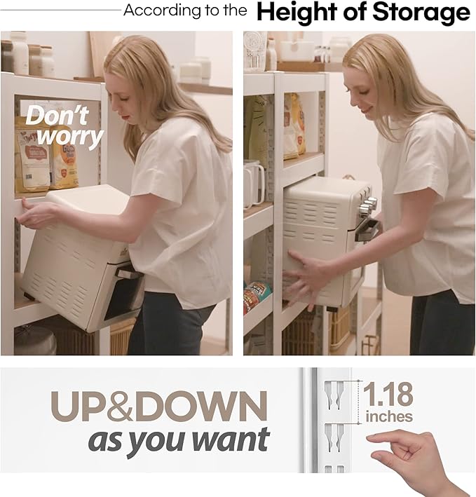 HOMEDANT House 24.4" W 5 Tier Heavy Duty Garage Shelving Adjustable Metal Rack Storage Shelves Standing Shelf Unit Organizers Pantry Closet Office White 4Pack