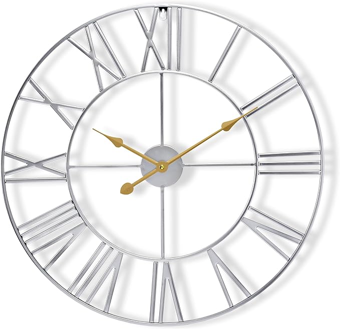 Sorbus Large Wall Clock for Living Room Decor – Easy to Hang 16-Inch Big Wall Clock – Metal Wall Art for Kitchen, Bedroom, Home, Office – Analog Decorative Wall Clock (White)
