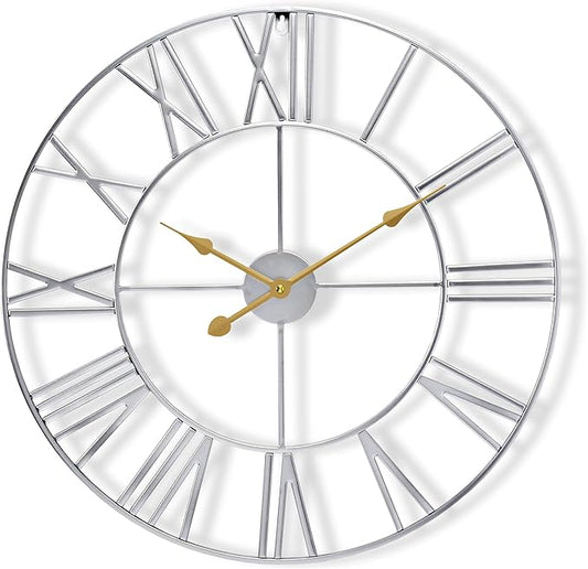 Sorbus Large Wall Clock for Living Room Decor – Easy to Hang 16-Inch Big Wall Clock – Metal Wall Art for Kitchen, Bedroom, Home, Office – Analog Decorative Wall Clock (White)