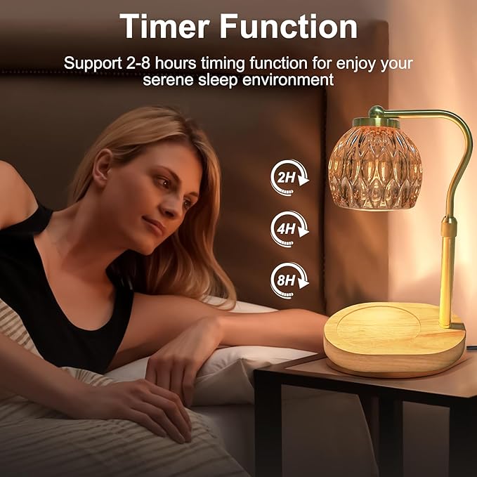Candle Warmer Lamp Dimmable Wax Melt Warming Lamp with Timer Scented Wax Candle in Jar During Bathing & Yoga & Meditation with 2 Bulbs Home Decor Gift for Female (Diamond Ball)
