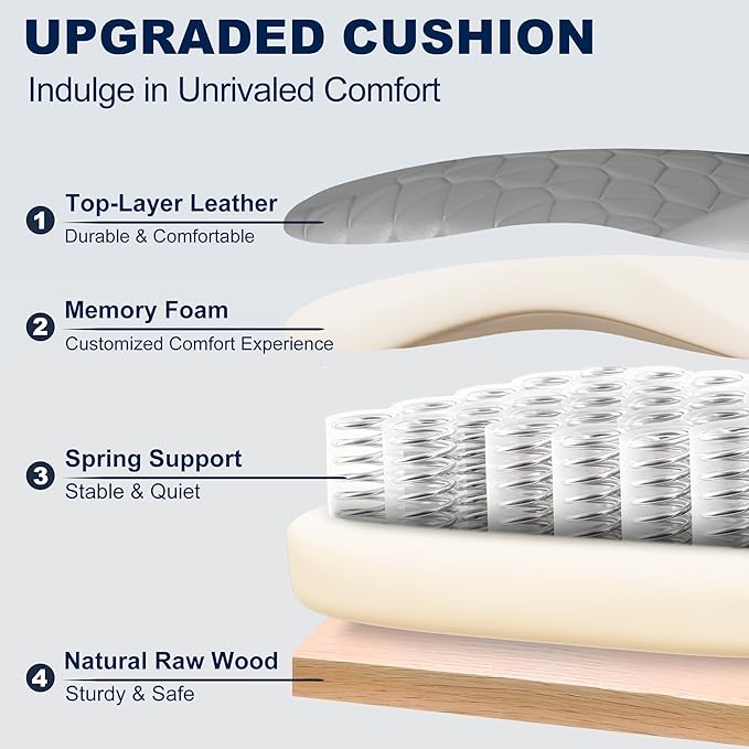 Misolant Big and Tall Office Chair with Footrest, High Back Executive Desk Chair with Adjustable Lift Armrest, 155°Recline，Lumbar Support Pillow, Faux Leather Gaming Chairs for Home or Office Gray