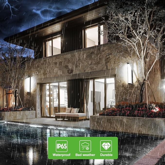 Sytmhoe Dimmable 23.6in 6000K LED Modern Outdoor Wall Light,10%-100% Dimming Porch & Patio Wall Light Fixture,Black Aluminum&Dual PC Wall Lights Suitable for Garage Living Room Courtyard House(6000K)