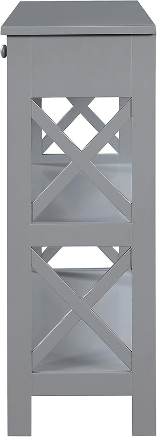 Convenience Concepts Oxford 1-Drawer Console Table 39.5" - Farmhouse Sofa Display with Storage Shelf For Living, Family, & Dining Room, Modern Entryway Hall Table for Kitchen, Bedroom, Gray