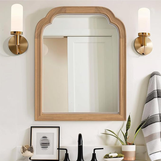 HOMECOOKIN Wood Bathroom Mirrors for Wall Mounted, 16" x 20" Rustic Wood Frame Wall Mirrors Decorative for Living Room or Bedroom Vanity Mirror (DH) B
