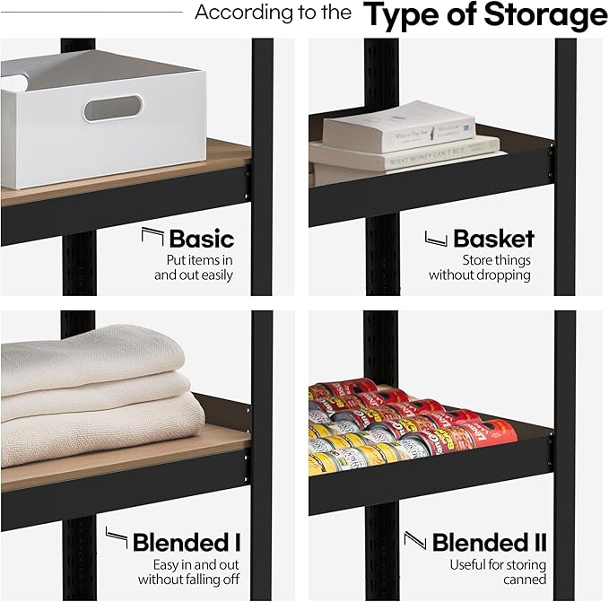 HOMEDANT House 36.2" W 5 Tier Heavy Duty Garage Shelving Adjustable Metal Rack Storage Shelves Standing Shelf Unit Organizers Pantry Closet Office Black 1Pack