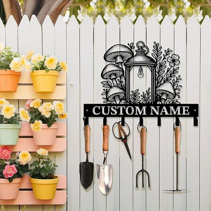 Customized Keys Holder - Personalized Mushroom Wonderland Key Hooks Wall Metal Sign Decor,Wall Holder,Door Hook (Style I)