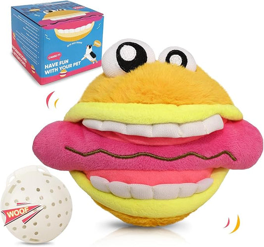Petbobi Interactive Dog Toys Monster Active Ball for Dogs with Batteries, Self Moving Balls and Plush Cover for Small & Medium Dogs to Chase, Dog Toy Squeaky Crazy Bouncer Ball, Burger Buddy Bobby