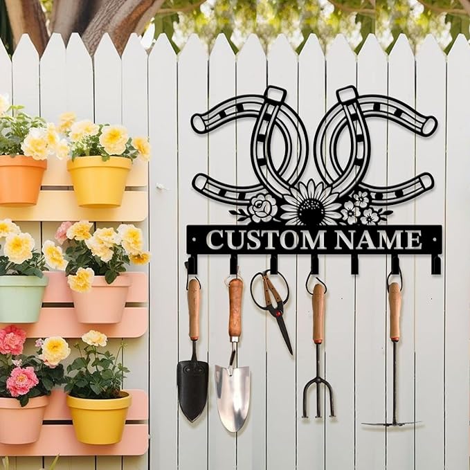 Custom Western Cowboy Metal Iron Key Hooks,Personalized Name & Text Engraving,Decor Wall Keys Holder for Home Entryway (Style F)