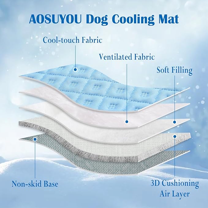 Upgraded Dog Cooling Mat Breathable Self Cool Pad Non-Slip Washable Cooling Mat for Dogs Cats Indoor Outdoor Pets