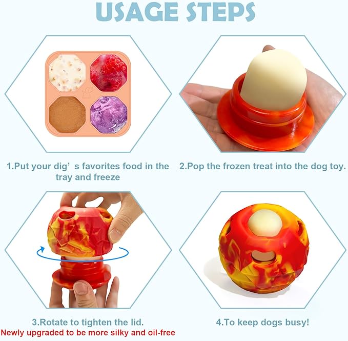 Dog Toy, Dog Enrichment Toy, Bite & Brush Interactive Chew Toy for Large Aggressive Chewers, Freeze Bone for Dogs, Homemade Treat Dispenser, Easy to Clean, for Medium to Large dogs 30-85lbs