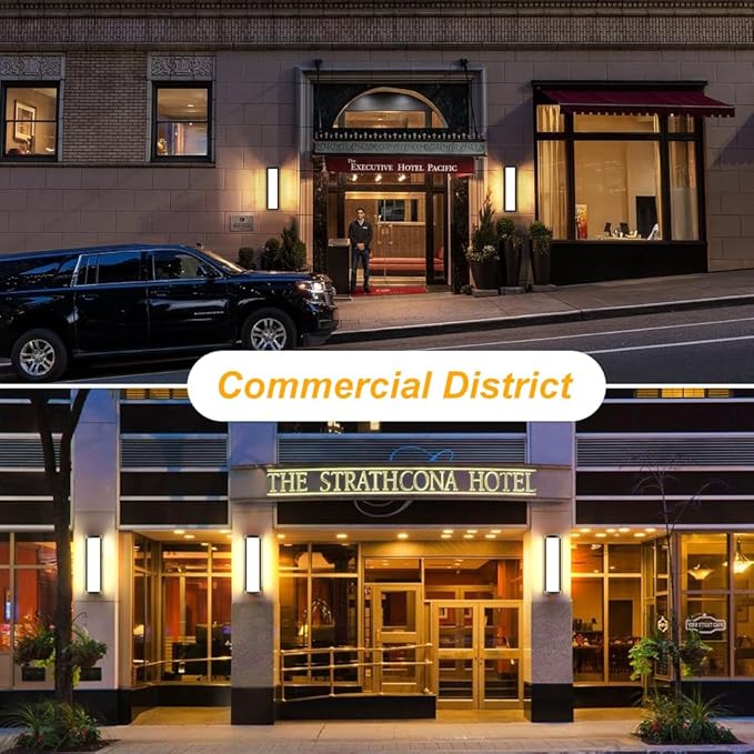 Sytmhoe 10%-100% Dimming Exterior Wall Lights,16in Dimmable LED Modern Patio Wall Light Fixture, Black Aluminum&Dual PC Wall Sconce Suitable for Garage Bathroom Room Courtyard House(3000K)