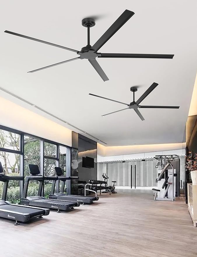 Ceiling Fans Outdoor Waterproof, 72 Inch Black Industrial Ceiling Fans without Lights, Large Ceiling Fan No Light with 5 Aluminum Blade, Reverse DC Motor, Outdoor Fans for Patio Shop Garage LivingRoom