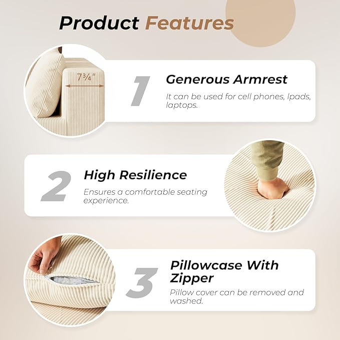 Cloud Boneless Sectional Sofa, Modular Sofa with Deep Seat, Modern Upholstered Couch with Chaise Lounge, Fluffy Comfy L-Shape Sectional Couch for Living Room, Black