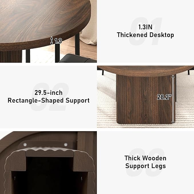 70.8 in Dining Table for 4 5 6 | Modern Walnut Rectangular Kitchen Table W/Waterproof Wood Tabletop,Farmhouse Long Dining Room Tables W/Foot Pads&Wood Strip Base for Kitchen Living Room