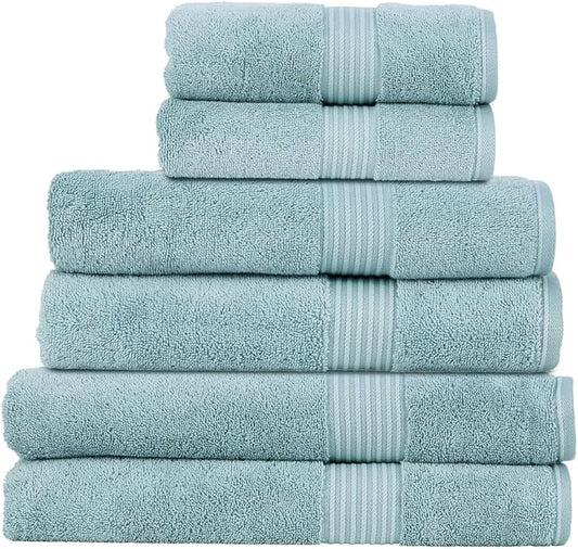 Christy Supreme Hygro Family Towel Set | Mineral Blue | 100% Luxury Supima Cotton | Ultra Soft | Super Absorbent | 650GSM | 2 Bath Sheets 2 Bath Towels 2 Hand Towels