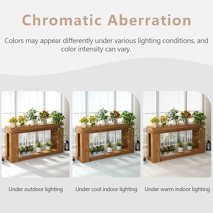 Loomie 63" Long Console Table with LED Lights & Power Outlet, 2-Tier Farmhouse Sofa Table Behind Couch with Storage, Narrow Entryway Tables with Heavy Duty Base for Living Room, Hallway (Natural)