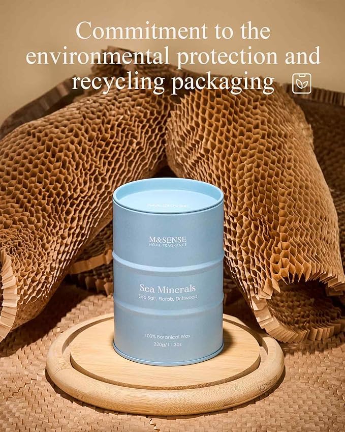 M&SENSE Sea Minerals Scented Candles Ocean, Aromatherapy Summer Candle for Stress Relief Meditation Relaxing, Housewarming Gifts for Women Men, 11.3oz 70 Hour Long Burning
