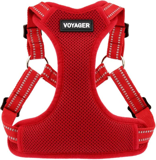 Best Pet Supplies Voyager Adjustable Dog Vest Harness Breathable No Pull Harness for Small, Medium, Large Dogs, Harness for Walking, Jogging, Easy Step-in, Reflective Stripes - Red, XL