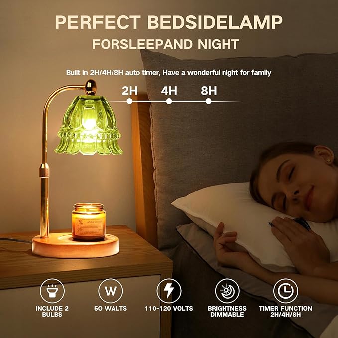 GEEZO Fragrance Candle Warmer Lamp，Electric Candle Warmer with Timer & Dimmer，Mom Christmas Birthday Gifts for Women, House Warming Gifts New Home Bedroom Decor