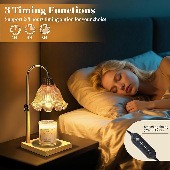 Candle Warmer Lamp with Timer Dimmable, Birthday Gifts for Women Mom, House Warming Gifts New Home Decor, Wax Melt Warmer for Jar Candles with 2 Bulbs