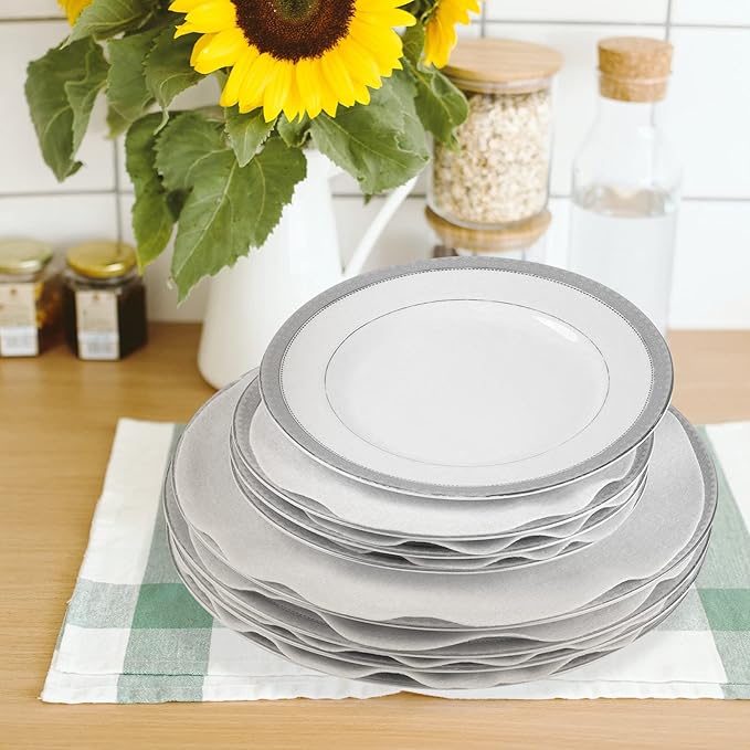 96 Pack Felt Plate Dividers Protectors, Thick Felt Round Plate Separators Pads China Dish Storage Protectors Pads with 3 Sizes for Packing Stacking Porcelain Cookware, White