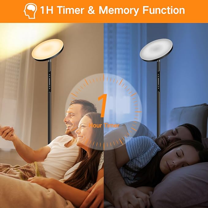 OUTON Smart RGB Floor Lamp, 36W LED Modern Torchiere Sky Lamp, Super Bright Stepless Dimmable Standing Tall Lamp with APP, Remote and Touch Control, LED Lamps for Living Room Bedroom,Gaming Room