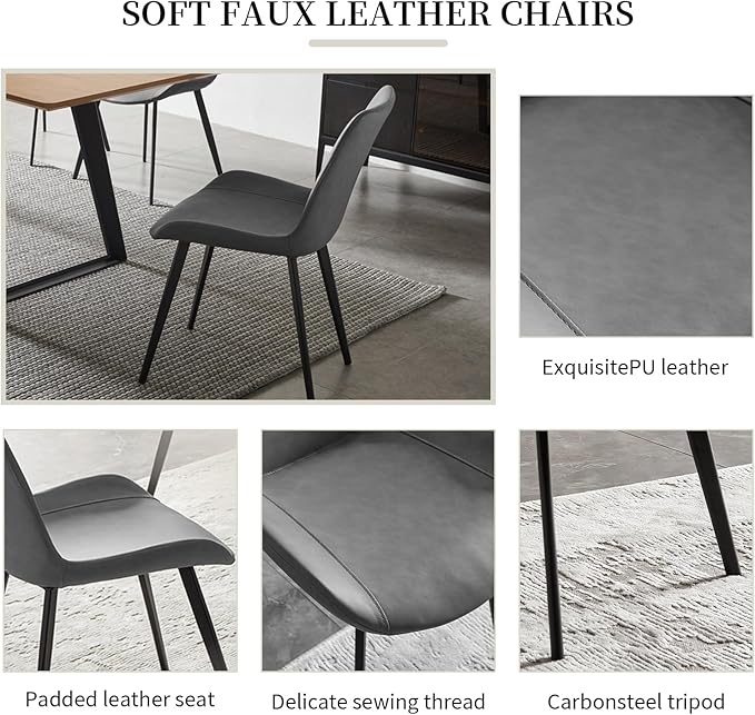 ZckyCine 63"-79" Expandable Dining Table Set for 8, Wood Table & 8 Grey Chairs, Extendable Kitchen Dining Table Set for Kitchen & Dining Room, Modern Oak & Grey