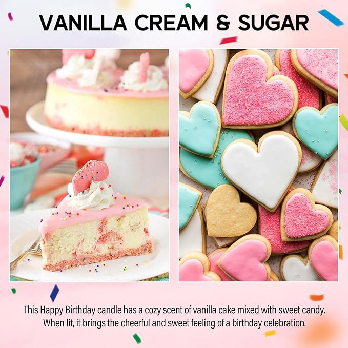 40th Birthday Candles Gifts for Women- 9 oz Happy Birthday Candle with Vanilla Birthday Cake Scent, Gifts for Women & Men, Friendship Ideas