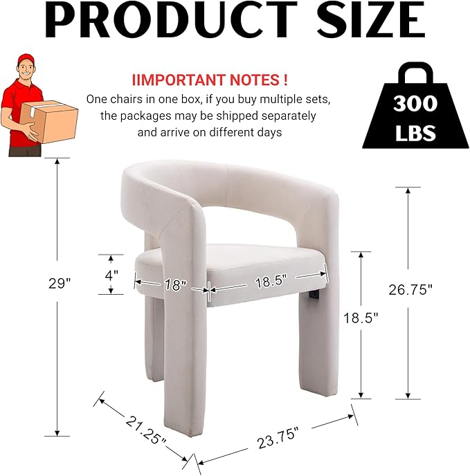 Modern Barrel Dining Chair, Linen Upholstered Accent Side Chair with Arms Comfy Makeup Vanity Chair, Dining Living Room Kitchen Chair, Beige