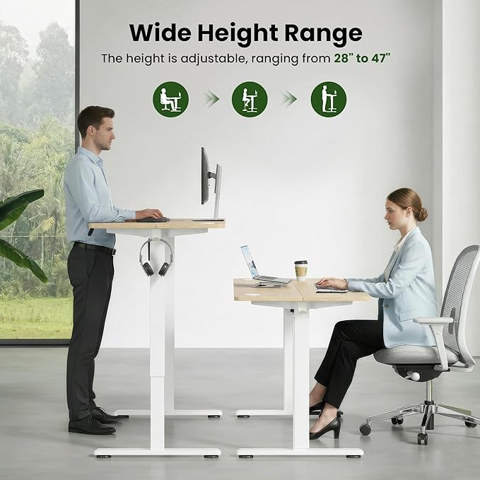 Casaphoria 55 x 24 inches Electric Standing Desk, Sit to Stand Desk with Memory Height Adjustment, Home Office Computer Desk for Writing and Games, Oak