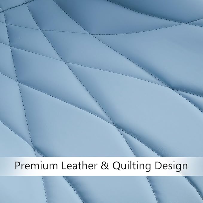 Rowill Dining Chairs Set of 2 Modern Kitchen Chairs with Soft Backrest, Sturdy Metal Legs & Non-Slip Pads, Suitable for Home Kitchen, Faux Leather Upholstered Seats for Dining Room, Blue