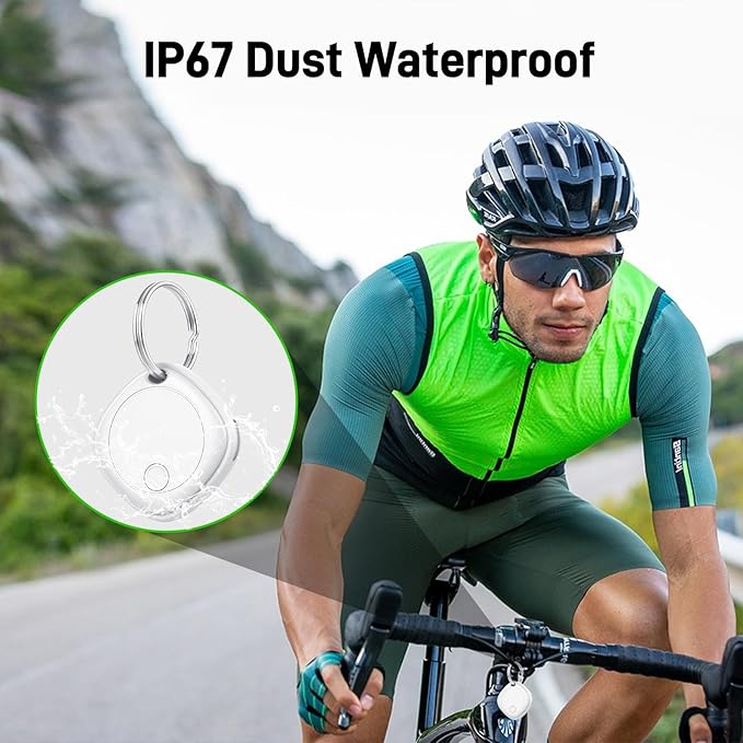 Air Tracker Tags-4 Pack, Bluetooth Tracker Works with Apple Find My APP (iOS Only), Bluetooth Smart Air Tag Keys Finder and Item Locator for Keys, Bags, Luggage, Pets, Wallet, Replaceable Battery