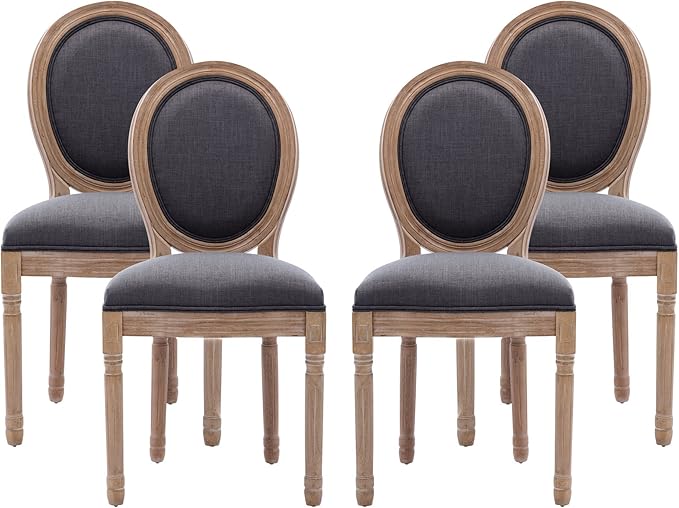 Nrizc French Country Dining Chairs Set of 4, Farmhouse Dining Chairs, Wood Round Back Dining Room Chair, for Dining Room/Living Room/Bedroom