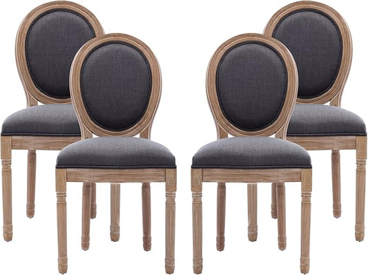 Nrizc French Country Dining Chairs Set of 4, Farmhouse Dining Chairs, Wood Round Back Dining Room Chair, for Dining Room/Living Room/Bedroom