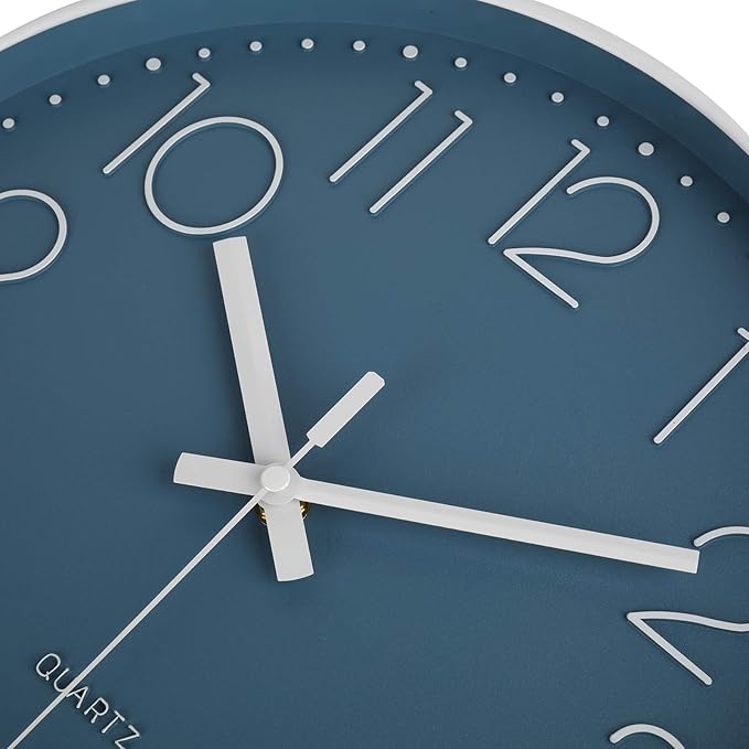 jomparis Large Wall Clock Decor for Pool Patio Home Bedroom Living Room (Blue 13.5 Inch)