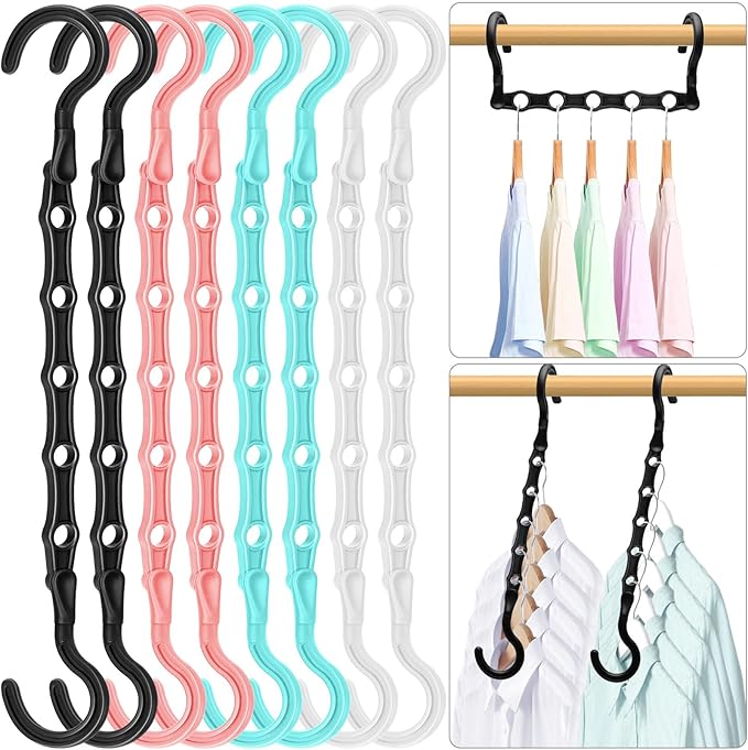 Closet Organizers and Storage, Sturdy Space Saving Hanger for Heavy Clothes, Upgraded Cascading Hangers, Magic Closet Organization Clothes Hangers, College Dorm Room Essentials for Girls, 8 Pack