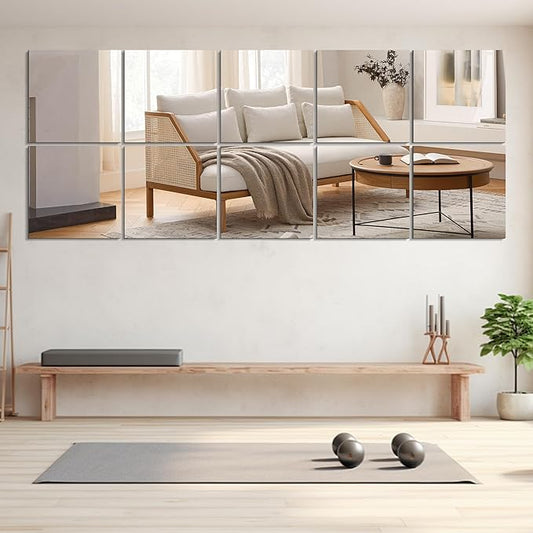 Vlush Full Length Wall & Tiles 10.2'' x 10.2'' x 10PCS Full Body Mirror, Full Length Mirror Wall Mounted Mirrors Decorative for Home Gym, Door, Bedroom & Bathroom