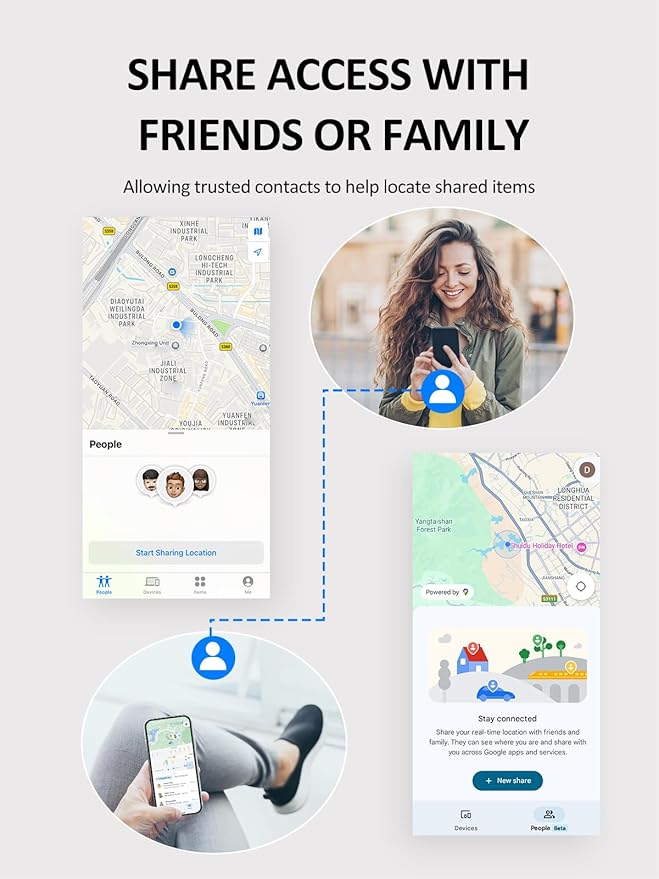 Tracker Tags for Android & iOS, Key Finder Tracking Device Smart Tracker Tag for Luggage, Wallet, Bike, Pets, Bags - Both Works with Apple Find My & Google's Find Hub - 2 Pack