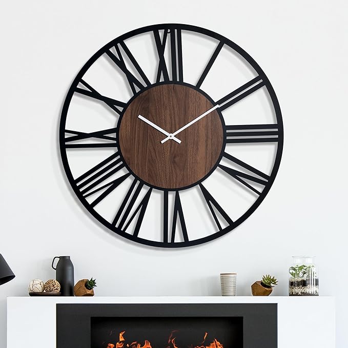 30 Inch Large Metal Wall Clock with Voice and Light Sensor Night Light, Glow in The Dark Non-Ticking Silent Battery Operated Decorative Oversized Wall Clock for Bedroom Living Room Decor