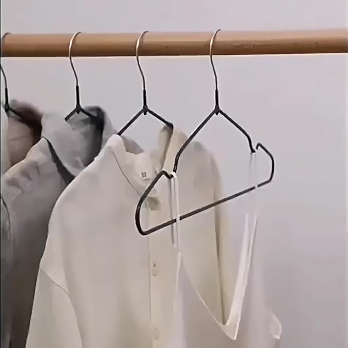 Stainless Steel Immersion Rubber Process Hangers 12 Pack, Heavy Duty Black Hangers for Coats, Pants & Dress Clothes, Non Slip Clothes Hanger Set, Space Saving Ultra Thin