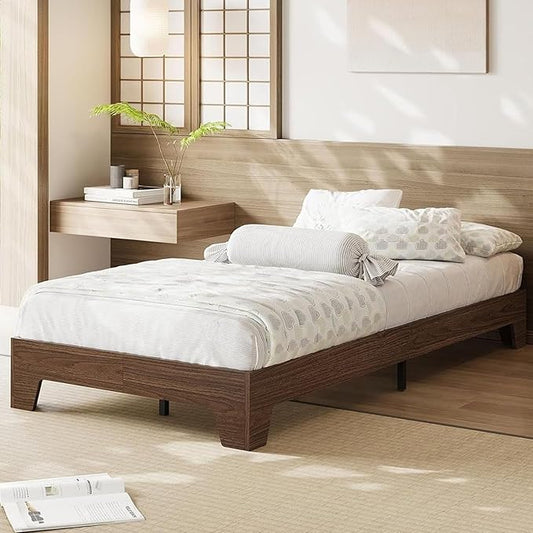 Garvee Wood Platform Bed Frame, Twin Size Bed Frame, Wood Slat Support, No Box Spring Needed, Easy Assembly, Noise-Free Design, Underbed Space for Storage