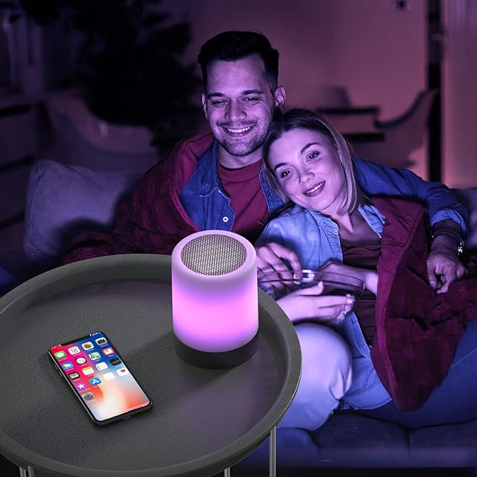 Elecstars Touch Control Bedside Lamp with Bluetooth Speaker, Dimmable Night Light, Portable Table Lamp, Best Gift for Men Women Teens Kids Children Sleeping Aid(Black)