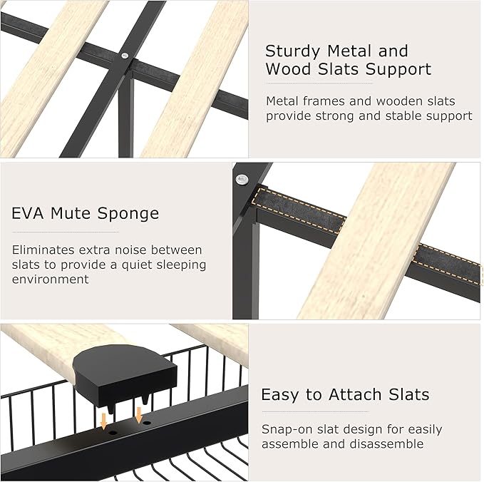 VECELO Queen Size Bed Frame with Storage Drawers, Upholstered Platform Bedframe with Wingback Headboard, No Box Spring Needed, White